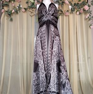 Black and white long Satin dress.
